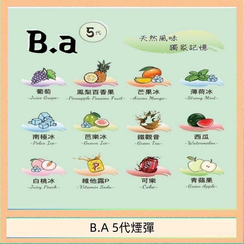 B.A 5代煙彈 B.A 5代主機煙彈電子煙一盒三顆